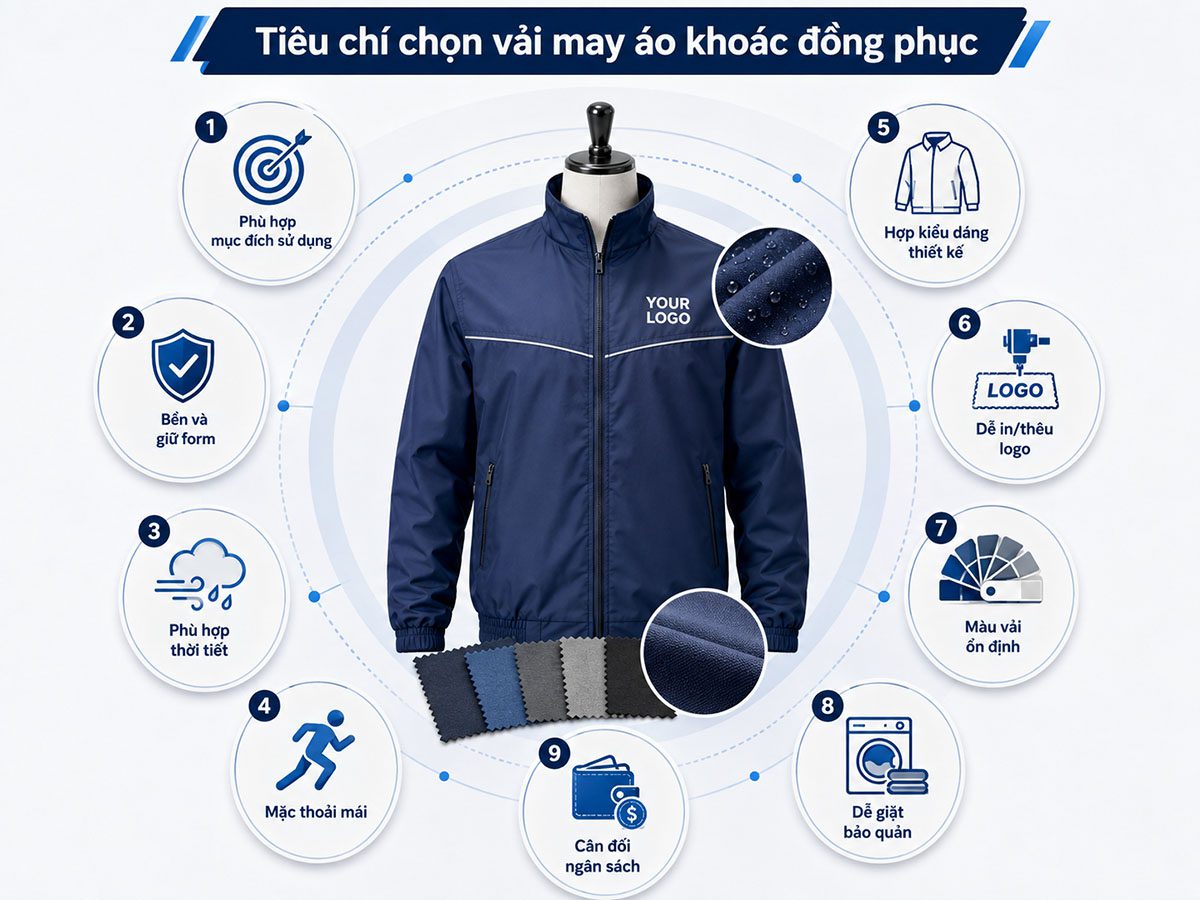 Tiêu chí chọn vải may áo khoác đồng phục bền đẹp