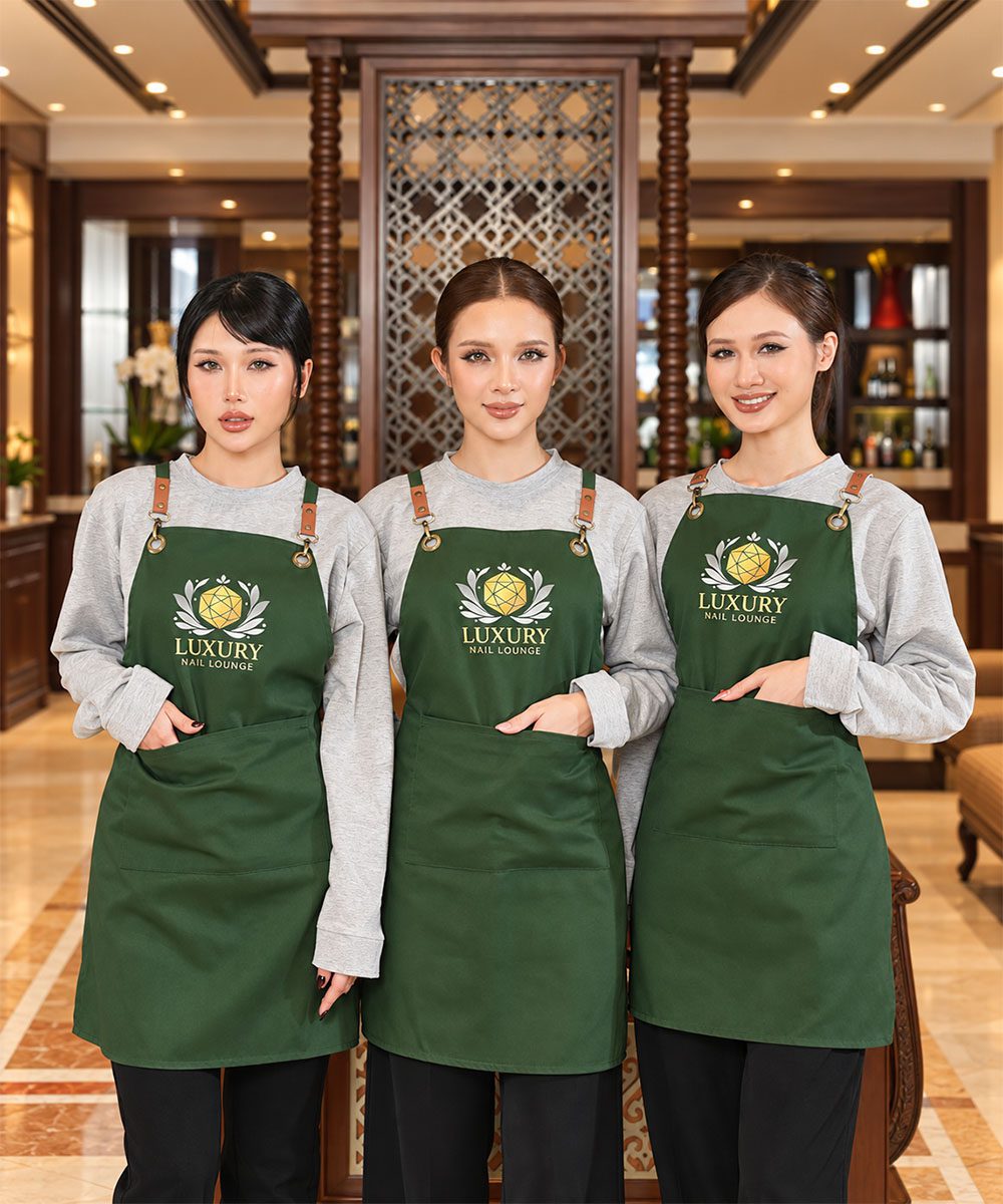 Combo Áo Thun Dài Tay Kèm Tạp Dề Đồng Phục Tiệm Nail