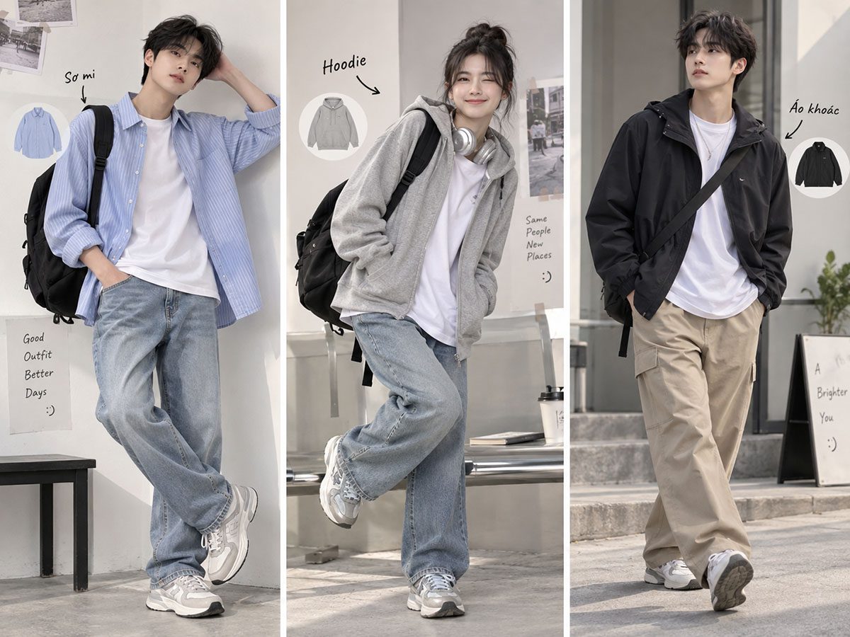 Phối layer cùng sơ mi, hoodie hoặc áo khoác