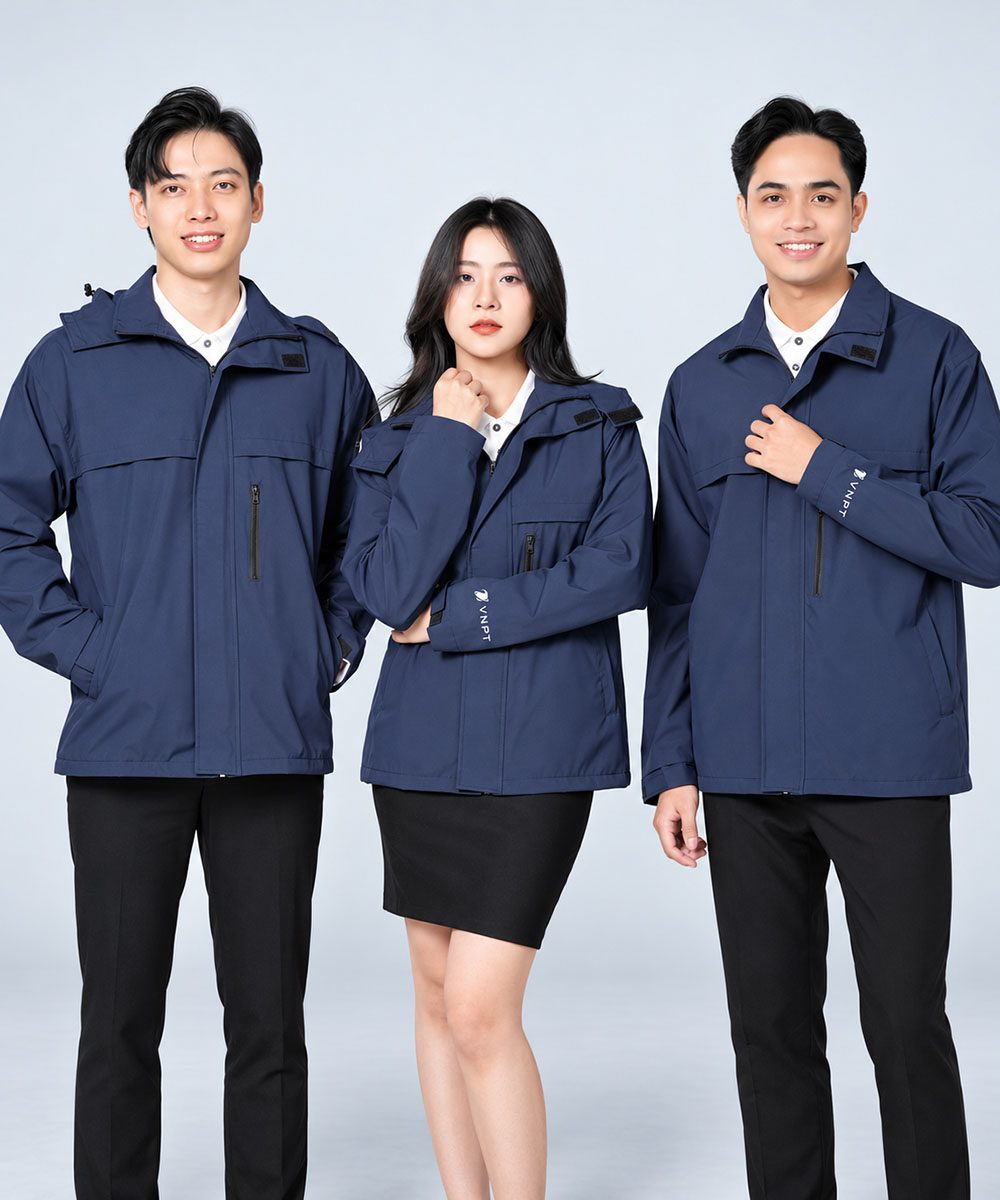 Áo Khoác Gió Công Ty VNPT Xanh Than Thiết Kế Trẻ Trung