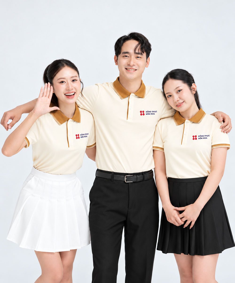 Áo Polo Đồng Phục Công Ty Lacymax Cổ Dệt Màu Be Phối Be APCT-01