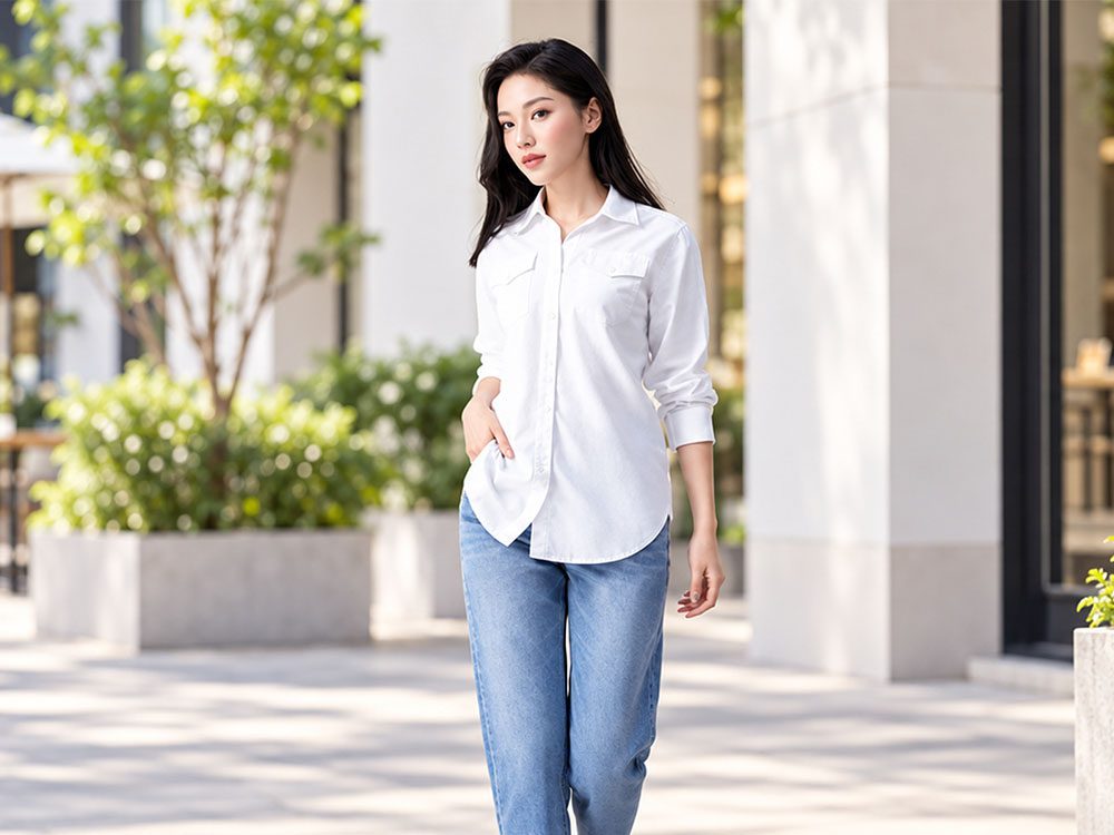 Áo sơ mi công sở nữ dáng suông thoải mái