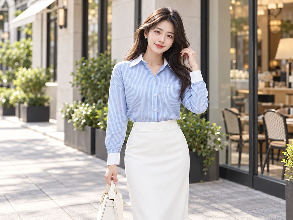Mẫu áo sơ mi nữ công sở kẻ sọc thời trang