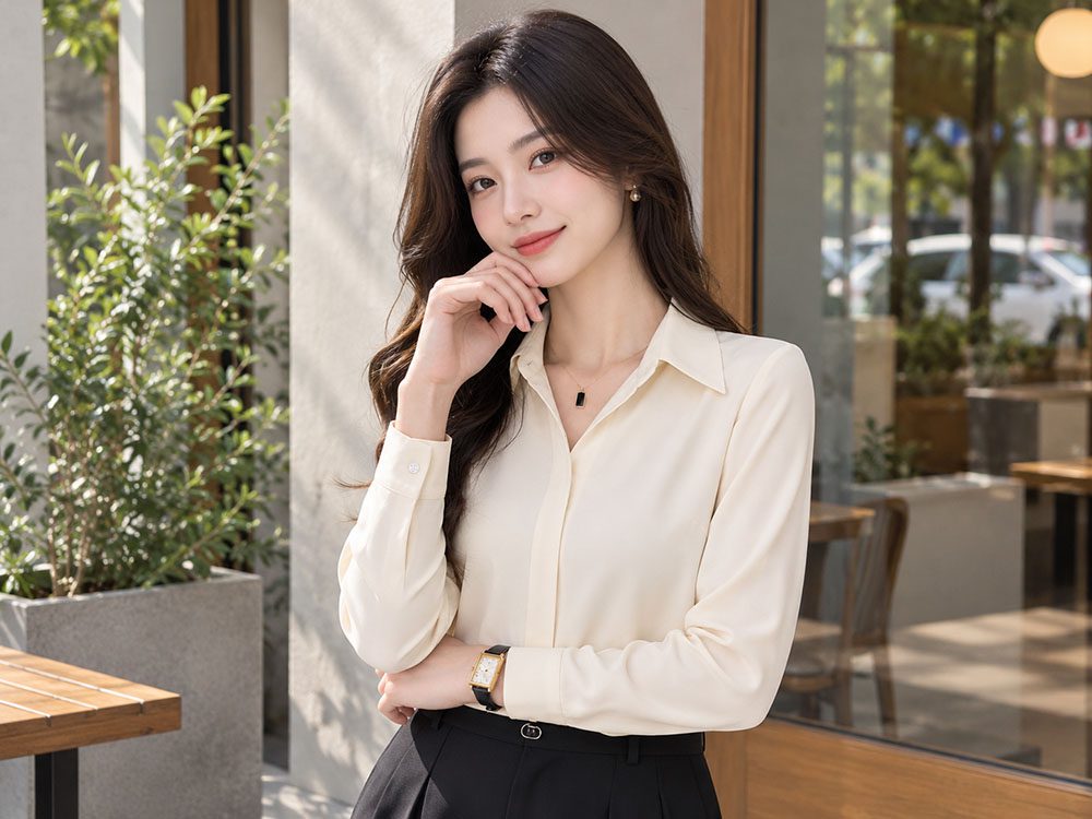 Mẫu áo sơ mi nữ công sở lụa cao cấp