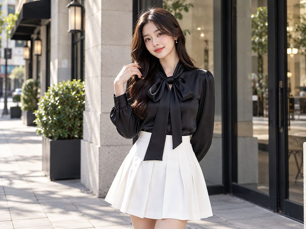 Mẫu áo sơ mi nữ công sở màu đen​ sang trọng